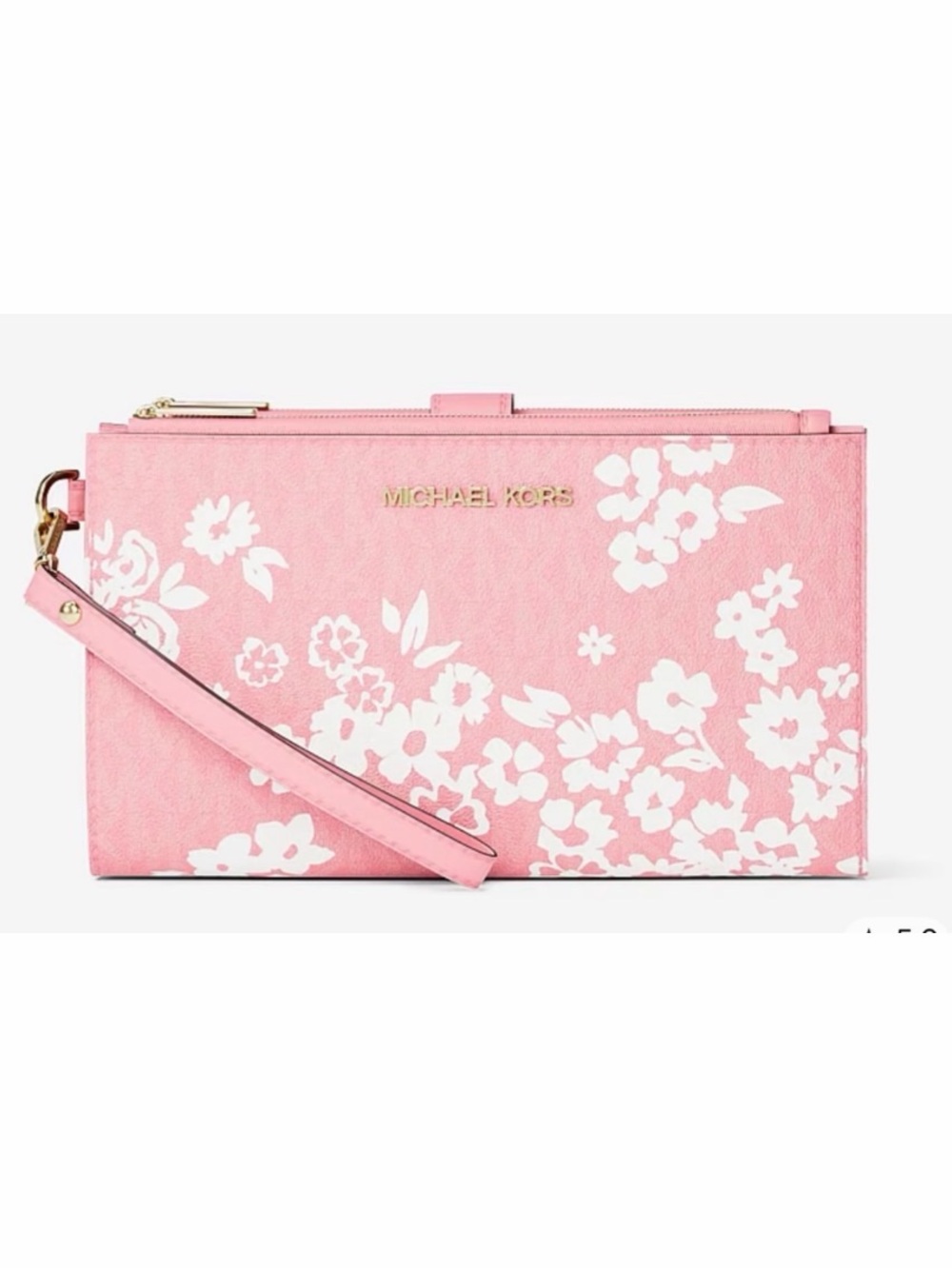 MICHAEL KORS JST Lg Double Zip Printed Sign Logo Wristlet Wallet
CARNATION NWT
